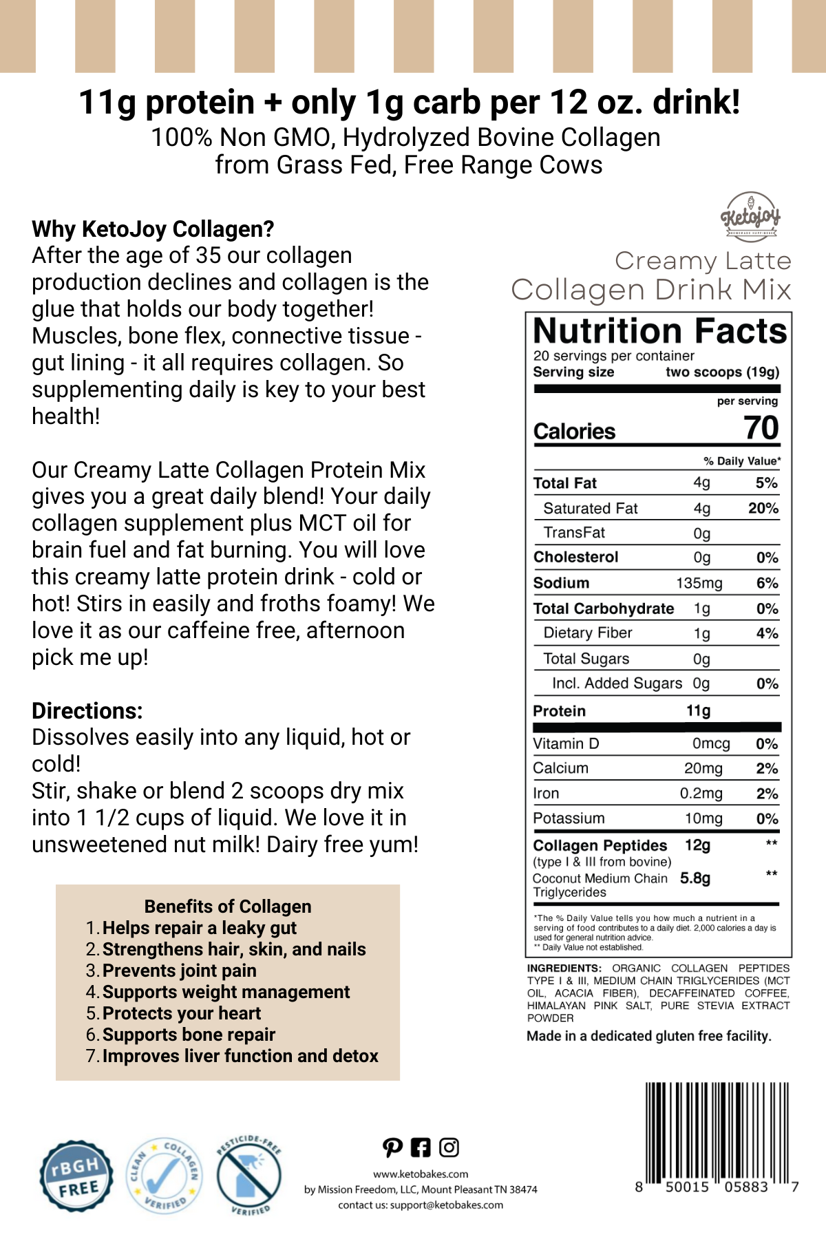 Collagen Drink - Decaf Latte