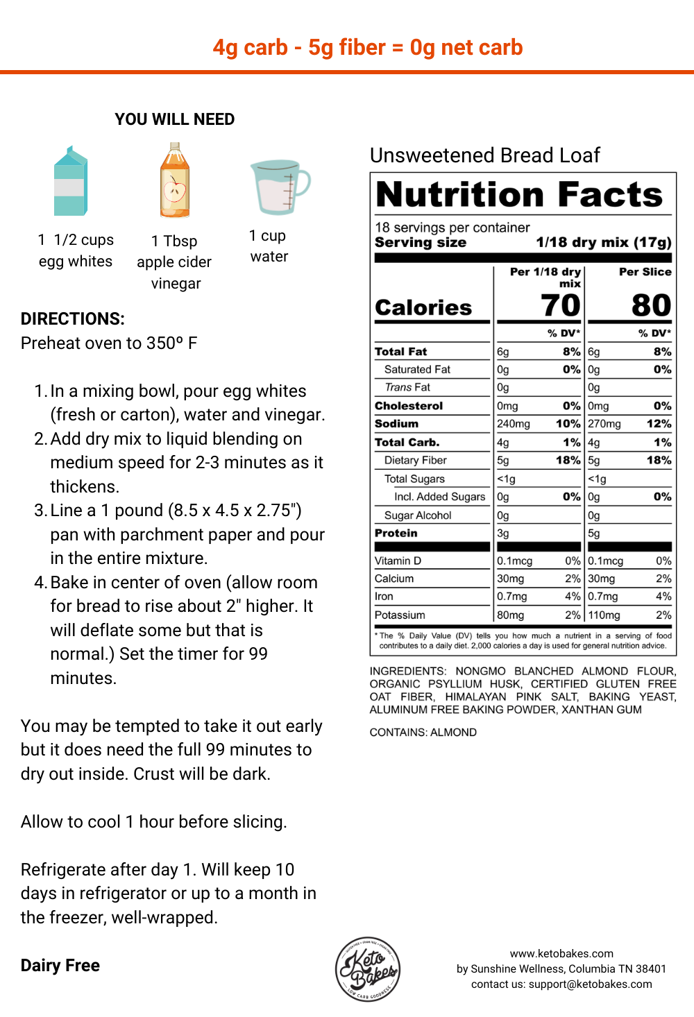 Unsweetened Bread Loaf Mix