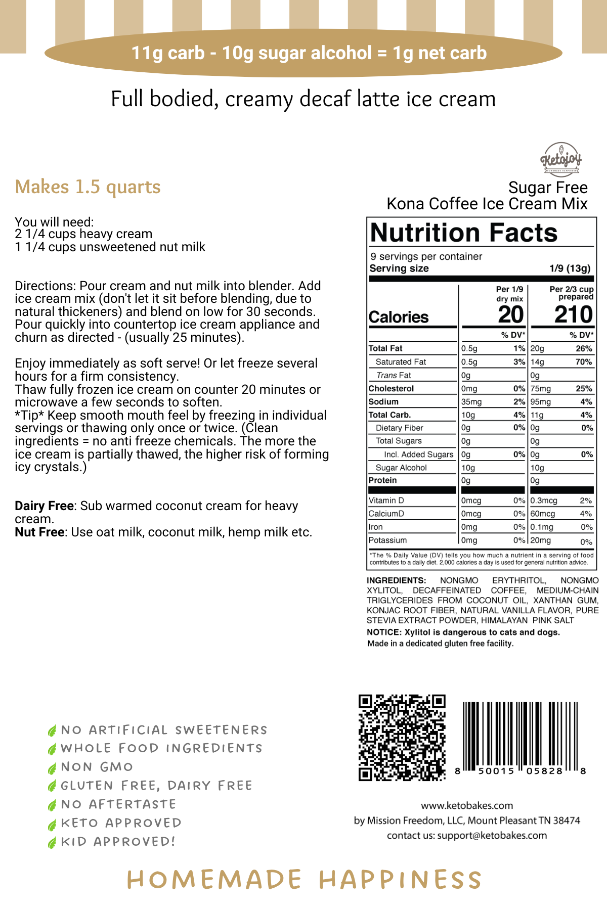 keto Ice Cream Mix KONA COFFEE KetoBakes