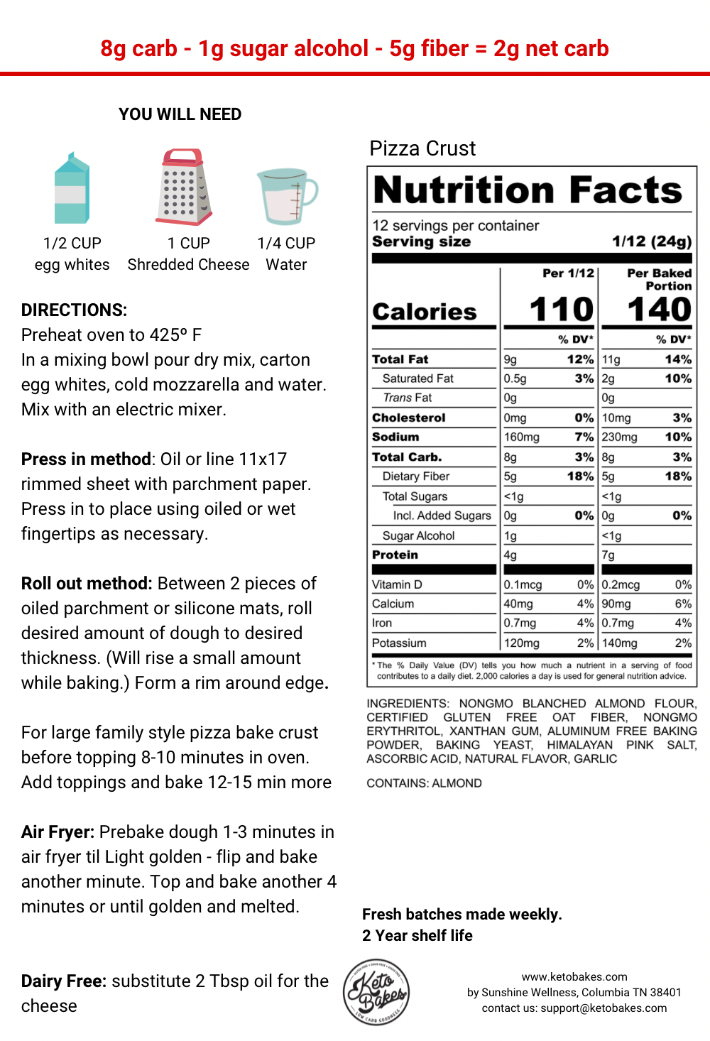 Pizza Crust Mix - 2g net carb