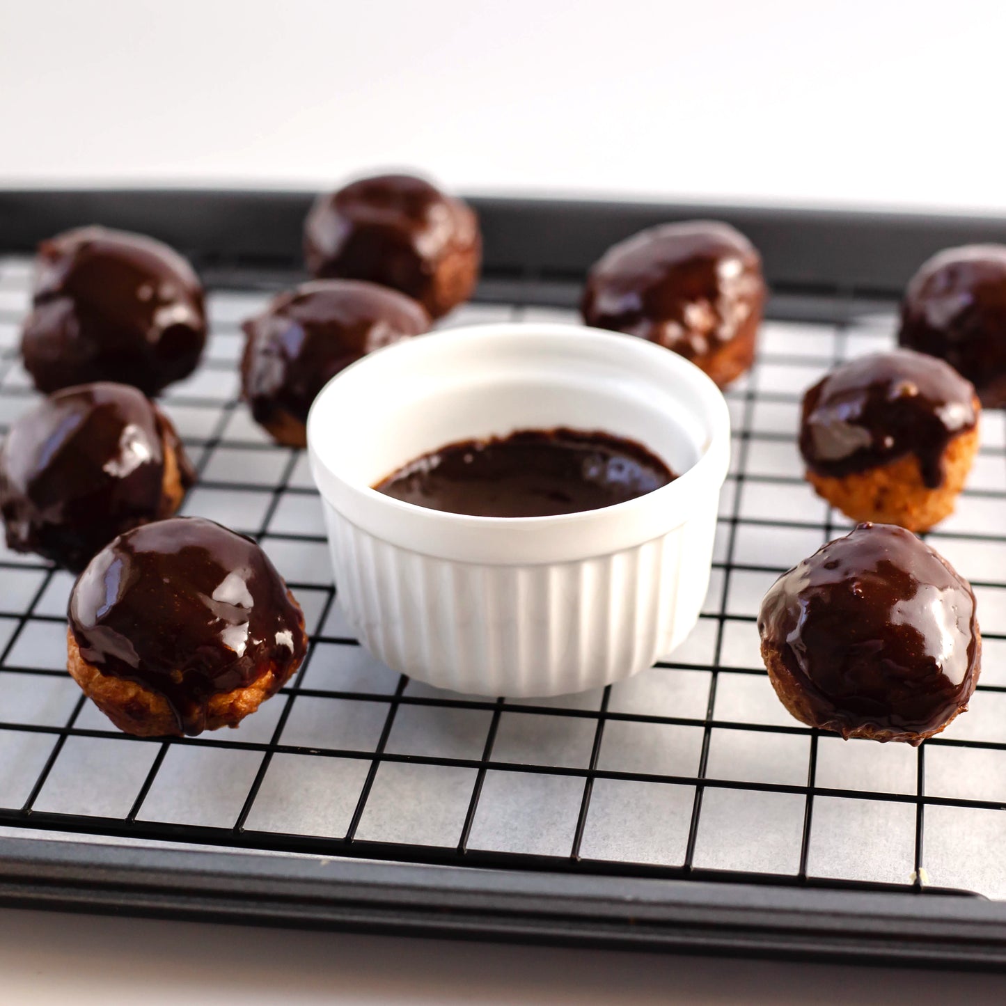 Donut Holes with Chocolate Icing